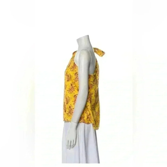 Ulla Johnson One Sleeve Yellow Silk and Cotton Blouse Size 8 - Picture 3 of 6